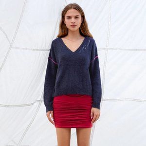 Sundry Wool Blend Navy Oversized Sweater with contrast stitching | Size 1 (S)